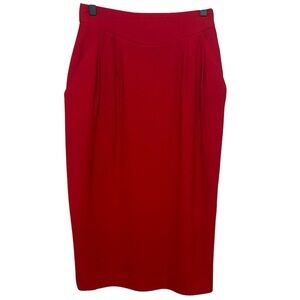 Vintage Red Wool Pencil Skirt High Waist Office Career Classic Size 4 USA Made